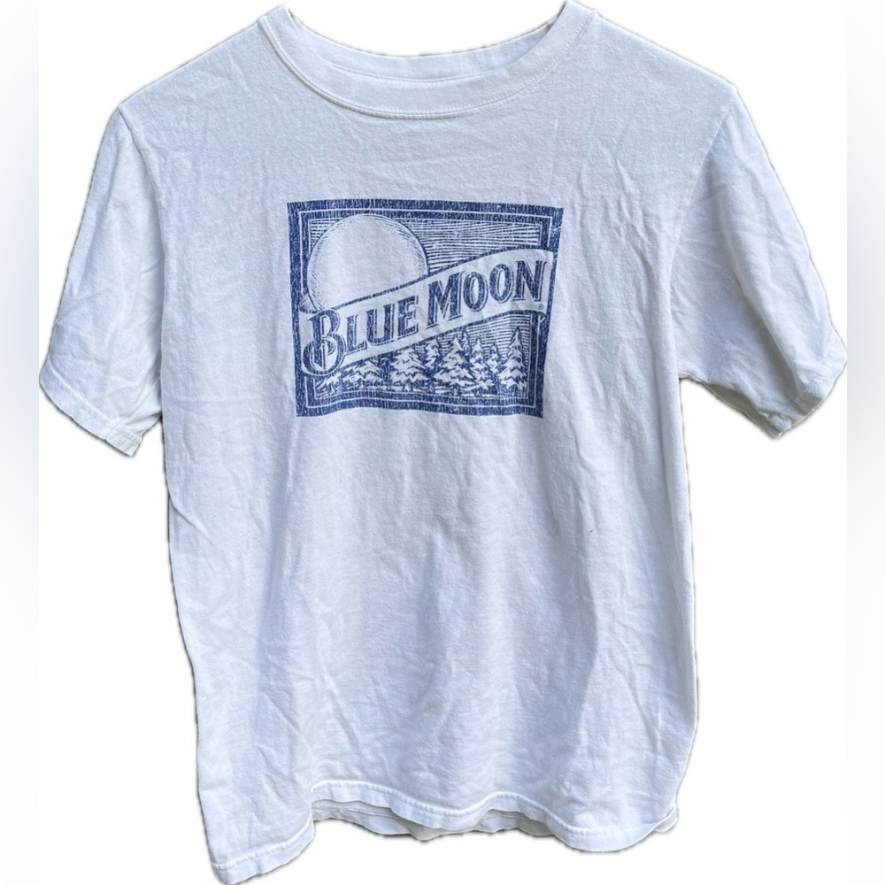 Blue Moon Beer Logo T-Shirt White Size Small